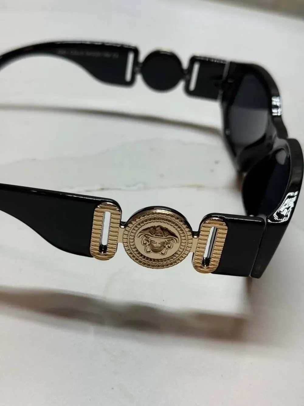 Versace VE4377 Black Logo Rectangular Sunglasses with Case and Box